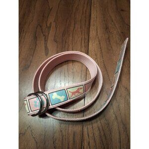 Douglas Paquette 2004 Fabric Belt Dog Lover Footprint Dog Bone L 45" Pink USA